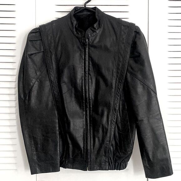 80s Thriller Black Leather Jacket Vintage Michael Jackson - Picture 2 of 3